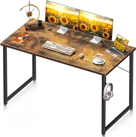 Coleshome 48 Inch Computer Desk, Modern Simple Style Desk For Home Office, Study Student Writing Desk, Vintage