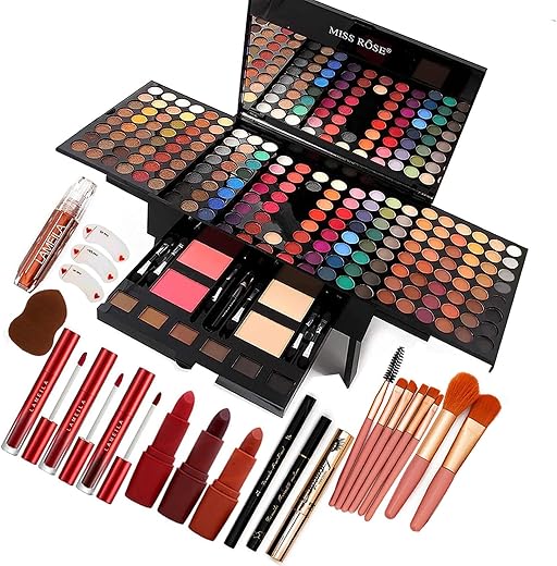 190 Colors Makeup Pallet,Professional Makeup Kit For Women Full Kit,All In One Makeup Sets For Women&Amp;Beginner,Include Eyeshadow,Lipstick,Compact Powder,Eyeliner,Concealer(004-Black)