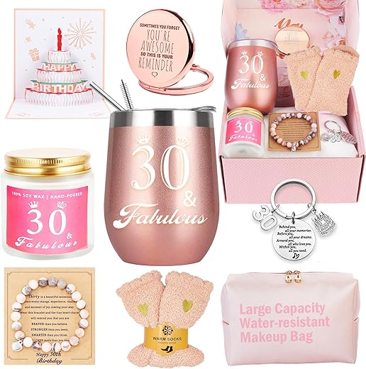 30Th Birthday Gifts For Her Women, 30 Year Old Birthday Gifts For Women, Happy Birthday Basket Gifts Box For Friends Female Mom Wife Daughter Sister Girlfriend Coworker Bestie Women Birthday Unique