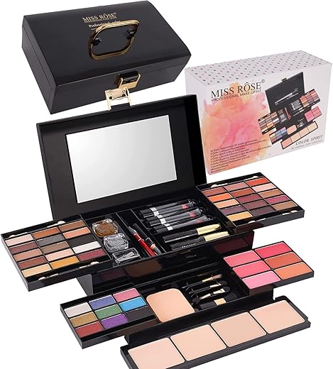 58 Colors Professional All In One Makeup Full Kit For Women Girls Beginner, Makeup Gift Set With Eye Shadow Blush, Lipstick, Compact Powder, Mascara, Eyeliner, Lip Liner, Eyebrow Pencil, Glitter(331N)