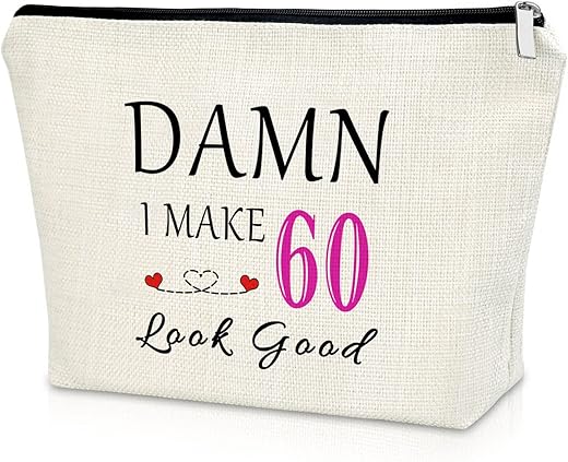 60Th Gifts Idea 60Th Birthday Gift For Women Makeup Bag 60 Year Old Birthday Gifts For Grandmother Wife Aunt Cosmetic Bag Happy 60Th Birthday Gifts Retirement Mother'S Day Gift Christmas Gift