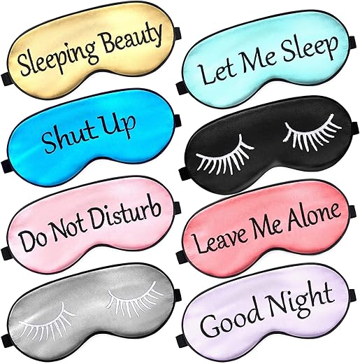 8 Pieces Sleep Mask Silk Eye Mask With Adjustable Strap Soft Blackout Blindfold Sleeping Eye Cover Mask For Women Men Full Night'S Sleep, Travel, Nap, Meditation, Blindfold (Fresh Colors)