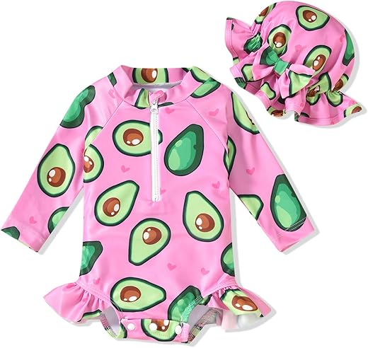 Aalizzwell Baby Girls Long Sleeve One Piece Swimsuit With Hat