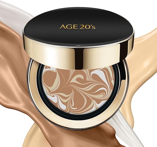 Age 20'S Signature Intense Sunscreen Spf 50+ Foundation, 27 Medium (0.49 Oz X 1 Ea), Natural Coverage, Cushion Korean Makeup, 71% Essence Natural Dewy Finish, 1 Refill Included