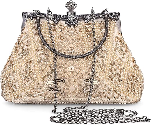 Aijun Sequin Beaded Clutch Vintage Sparkly Glittler Evening Purse For Women 1920S Party Prom Wedding Cocktail