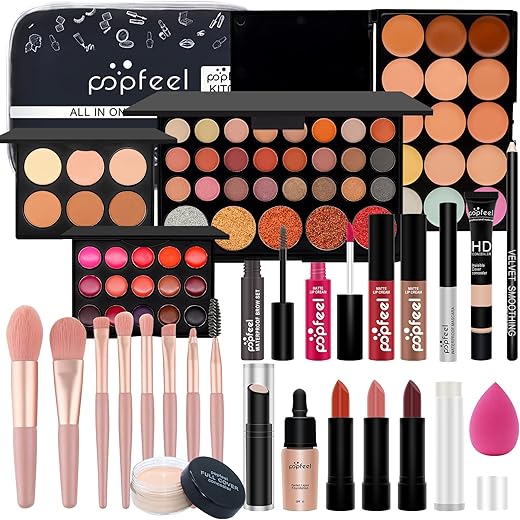 All-In-One Makeup Full Gift Set For Women, Include Makeup Brush, Eyeshadow Palette, Lip Gloss Set, Lipstick, Blush, Foundation, Concealer, Mascara, Eyebrow Pencil