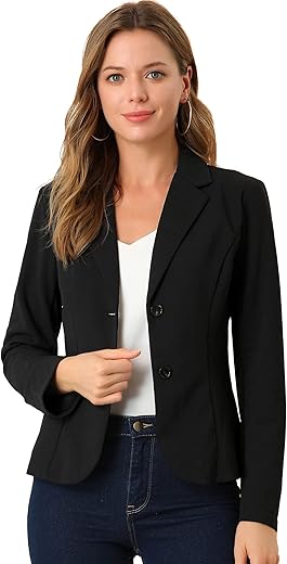 Allegra K Women'S Work Office Lapel Collar Stretch Jacket Suit Blazer