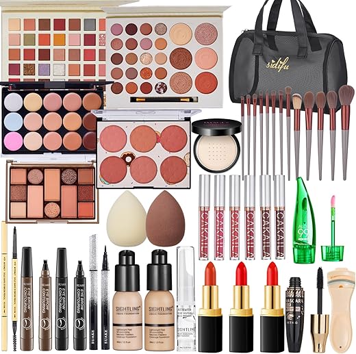 All In One Makeup Kit For Women Full Kit, Travel Makeup Kit, Makeup Gift Set For Women &Amp; Girls, Makeup Essential Bundle Include Foundation Eyeshadow Palette Lipstick Eyebrow Pencil Cosmetic Brush Set