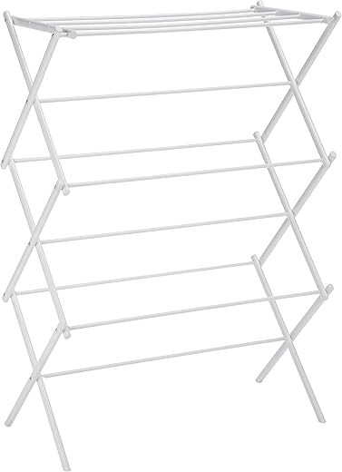 Amazon Basics Foldable Laundry Rack For Air Drying Clothing - 29.4 X 14.8 X 41.9 Inches (Lxwxh), White