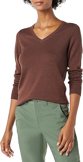 Amazon Essentials Women'S Classic-Fit Lightweight Long-Sleeve V-Neck Sweater (Available In Plus Size)