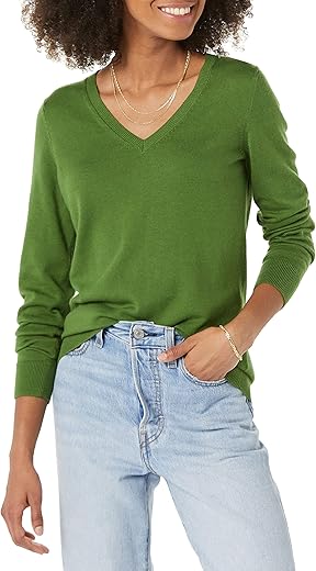 Amazon Essentials Women'S Classic-Fit Lightweight Long-Sleeve V-Neck Sweater (Available In Plus Size)