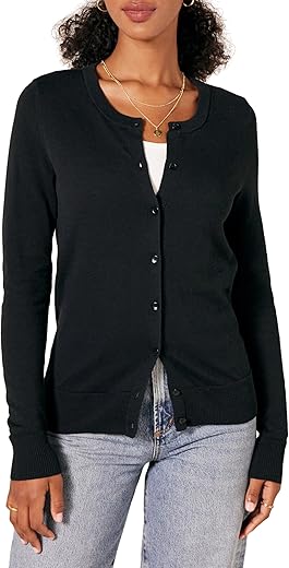 Amazon Essentials Women'S Lightweight Crewneck Cardigan Sweater (Available In Plus Size)