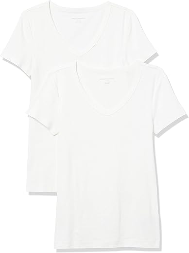 Amazon Essentials Women'S Slim-Fit Short-Sleeve V-Neck T-Shirt, Pack Of 2