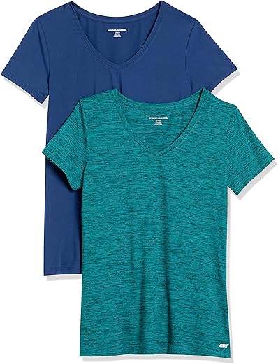 Amazon Essentials Women'S Tech Stretch Short-Sleeve V-Neck T-Shirt (Available In Plus Size), Multipacks