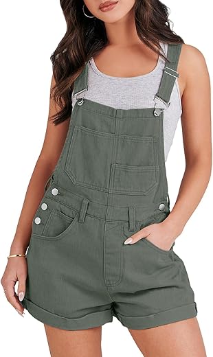 Anrabess Overalls For Women 2024 Summer Casual Loose Fit Adjustable Shorts Denim Overall Rompers Bib Jeans Shortalls Outfits