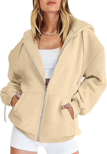 Anrabess Womens Zip Up Hoodies Long Sleeve Oversized Sweatshirts Fleece Y2K Jacket Pockets 2024 Fall Outfits Fashion Clothes