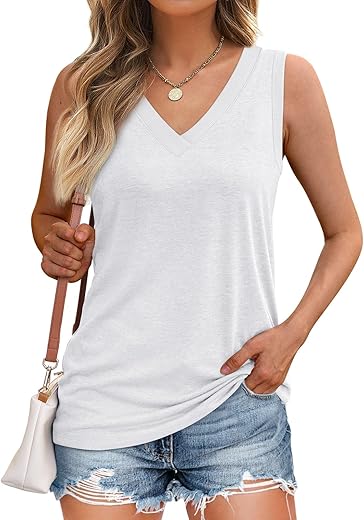 Automet Tank Top Women Casual Soft Summer V Neck Sleeveless Tops 2024 Outfits Clothes