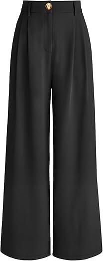 Automet Women Wide Leg Dress Pants High Waisted Loose Fit Business Casual Work Trousers With Pockets 2024