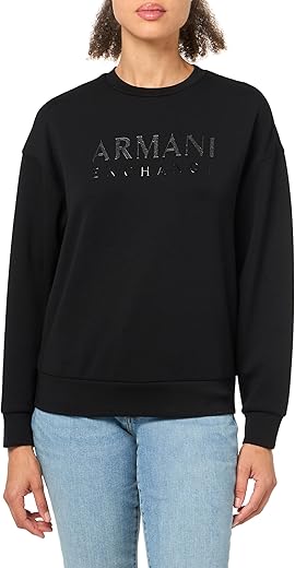 A | X Armani Exchange Women'S Tonal Logo Stretch Scuba Crewneck Pullover Sweatshirt