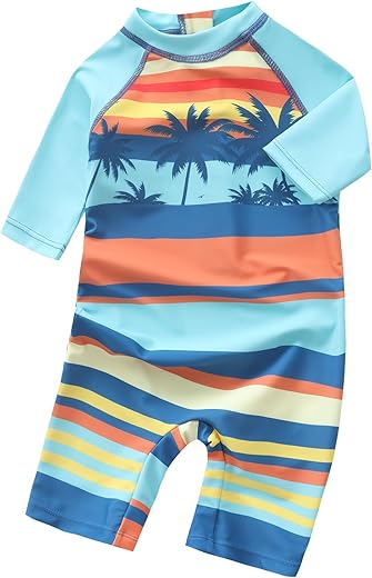 Baby Toddler Boys Rash Guard Sunsuits For Boys One Piece Swimsuits Upf 50+ Short Sleeve Bathing Suits Beachwear