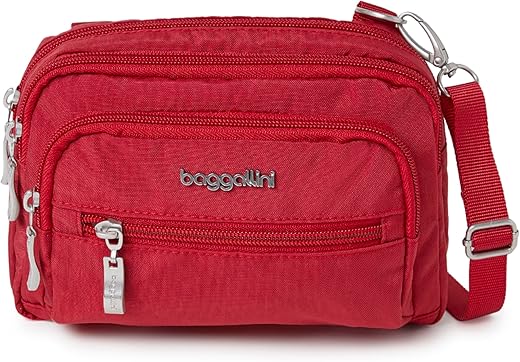 Baggallini Triple Zip Small Convertible Crossbody Fannypack Belt Bag-Lightweight Water-Resistant