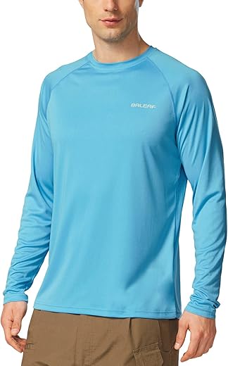 Baleaf Men'S Sun Protection Shirts Uv Spf Upf 50+ Long Sleeve Rash Guard Fishing Running Quick Dry Lightweight