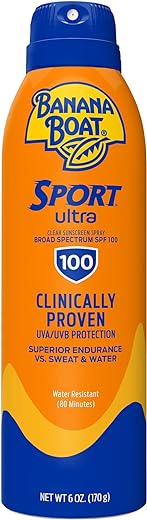 Banana Boat Sport Ultra Spf 100 Sunscreen Spray, 6Oz | Sport Sunscreen Spray Spf 100, Banana Boat Sunscreen Spf 100 Spray, High Spf Sunscreen, Water Resistant Sunscreen, 6Oz