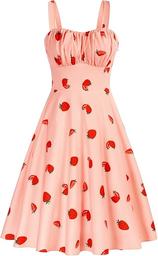 Belle Poque Women'S Vintage Sleeveless Solid Floral Ruched Summer Cute A-Line Flowy Swing Midi Dress