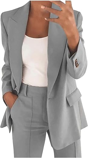 Blazer Sets Women 2 Piece Outfits Business Casual Outfits 2024 Dressy Casual Pant Suits Plus Size Wide Pants Suit Set