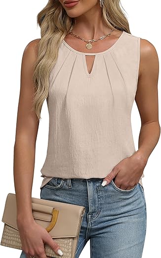 Blooming Jelly Womens Summer Tank Top Sleeveless Business Casual Outfits 2024 Basic Loose Dressy Work Shirt