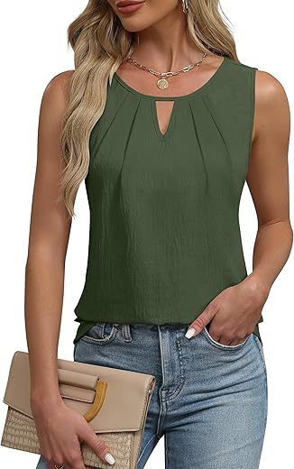 Blooming Jelly Womens Summer Tank Top Sleeveless Business Casual Outfits 2024 Basic Loose Dressy Work Shirt