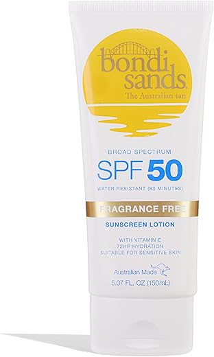 Bondi Sands Fragrance Free Sunscreen Body Lotion Spf 50 | Hydrating Broad Spectrum Protection, Sheer, Water Resistant | 5.07 Oz/150 Ml