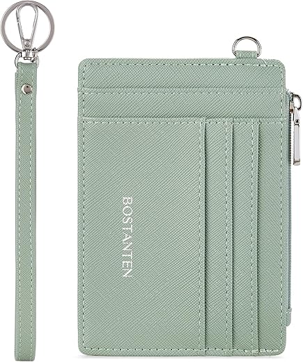 Bostanten Small Wallet For Women Rfid Leather Credit Card Holder Slim Wristlet Keychain Wallet With Zipper Pocket