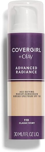 Covergirl Advanced Radiance Age Defying Liquid Foundation In Classic Ivory, Hides Wrinkles &Amp; Lines, Sensitive Skin Safe, Packaging May Vvary