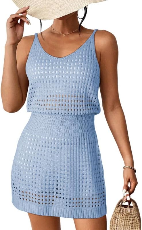 Dokotoo Summer Crochet Hollow Out Knit Beach Bathing Suit Swim Cover Ups Cruise Outfits Vacation Dresses For Women 2024