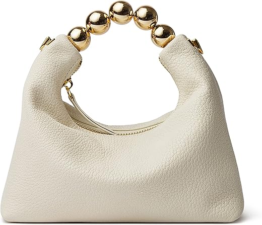 Doris&Amp;Jacky Small Top Handle Clutch Bag Women Designer Goatskin Crossbody Purse With Pearl Handle And Detachable Metal Chain