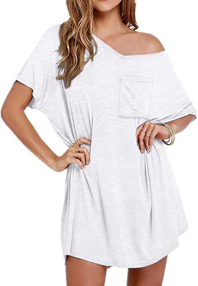 Ekouaer Womens Tshirt Nightgown Cotton V Neck Sleepshirts Comfy Casual Nightshirt For Women