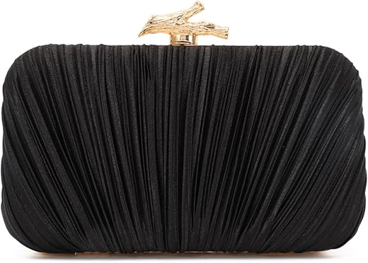 Freie Liebe Clutch Purses For Women Evening Bag Pleated Clutch Bag With Chain For Wedding Party