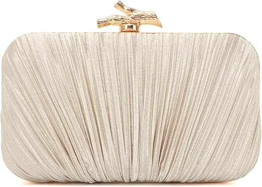 Freie Liebe Clutch Purses For Women Evening Bag Pleated Clutch Bag With Chain For Wedding Party