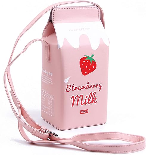 Fruits Banana Strawberry Milk Box Cross Body Purse Bag Women Phone Wallet Shoulder Bags