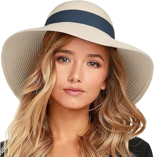 Furtalk Womens Beach Sun Straw Hat Uv Upf50 Travel Foldable Brim Summer Uv Hat