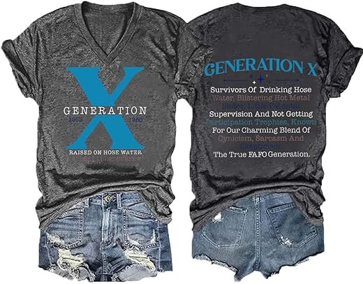 Generation X T Shirt Raised On Hose Water Shirt Trauma Shirt Sarcastic T Shirts Gen X T Shirt V Neck Tee