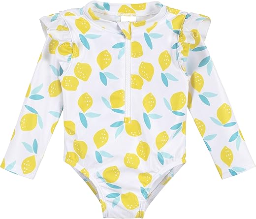 Gerber Baby-Girls Toddler Long Sleeve One Piece Rashguard Swimsuit