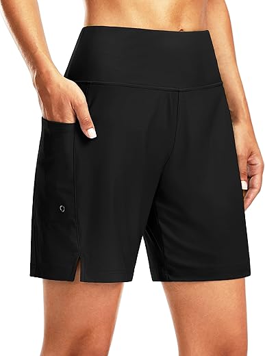 G Gradual Women'S 7&Quot; Long Swim Board Shorts High Waisted Quick Dry Beach Swimming Shorts For Women With Liner Pockets