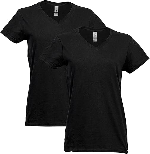 Gildan Women'S Heavy Cotton V-Neck T-Shirt, 2-Pack