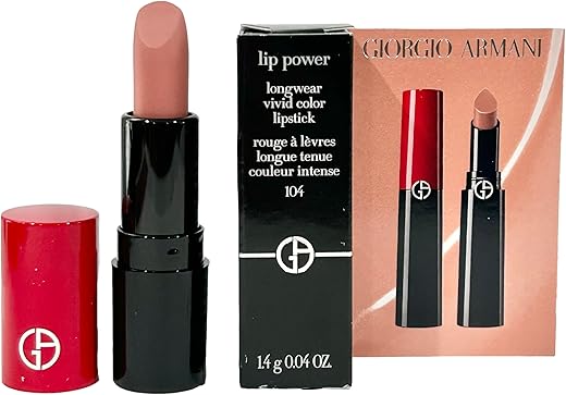 Giorgio Armani Lipstick Mini Selfless (Nude) Lip Power Longwear Vivid Color # 104 (Looks Nude) - 1.4 G / 0.04 Oz (Mini/Small/Sample Size/Travel Size) - 0258