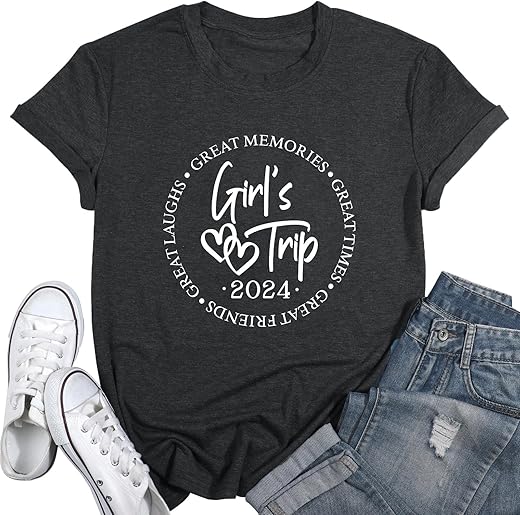 Girls Trip Shirts For Women Great Memories Great Times Great Friends Creat Laughs Vacation Tshirt Summer Hiking Tee