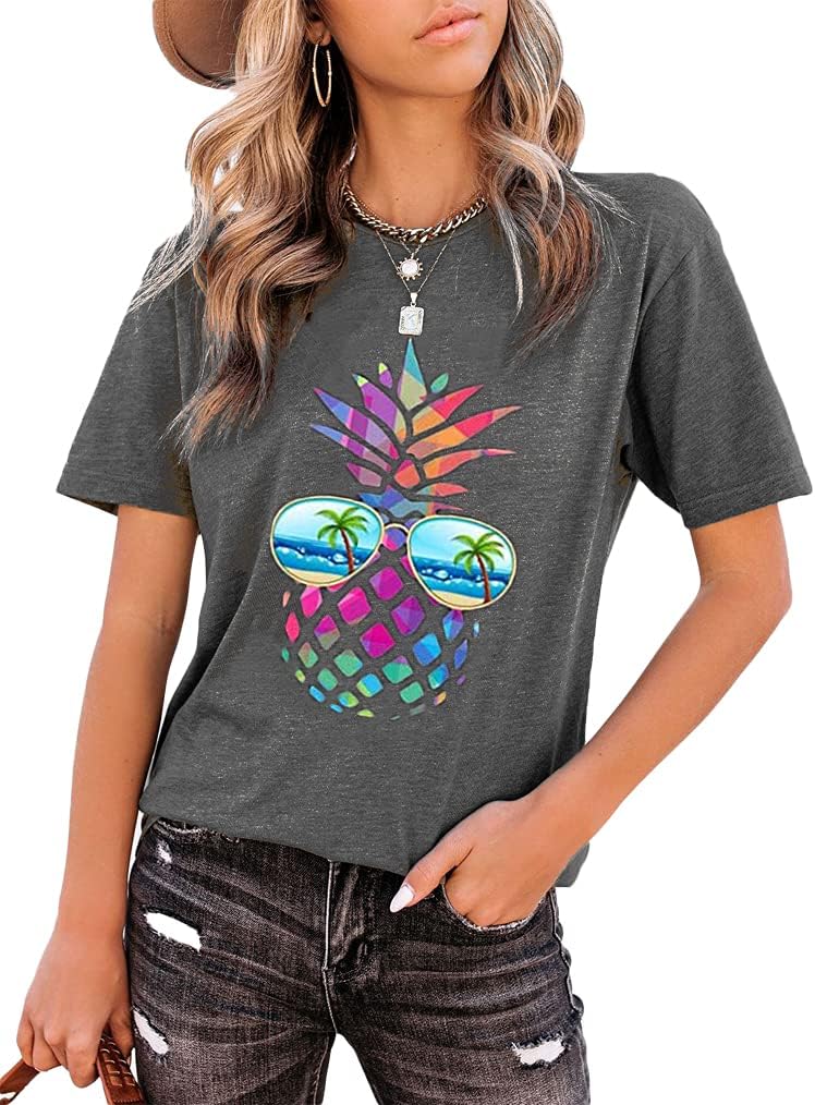 Graphic Tees For Women Short Sleeve Tshirts,Womens Summer Tops Crewneck Shirt Blouse