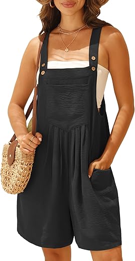 Grecerelle Jumpsuits For Women Summer Short Overalls Casual Sleeveless Adjustable Loose Women'S Rompers With Pockets 2024