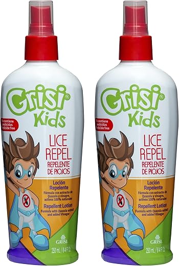 Grisi Kids Lice Repel Lotion, Repellent Lotion, Assists In Prevent The Appearance Of Lice With Quassia Extract And Vinegar, 2-Pack Of 10.14 Fl Oz, Bottles.